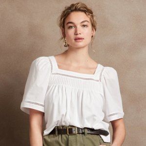 NWT BR Factory Boho Square Neck Pintuck Knit Top